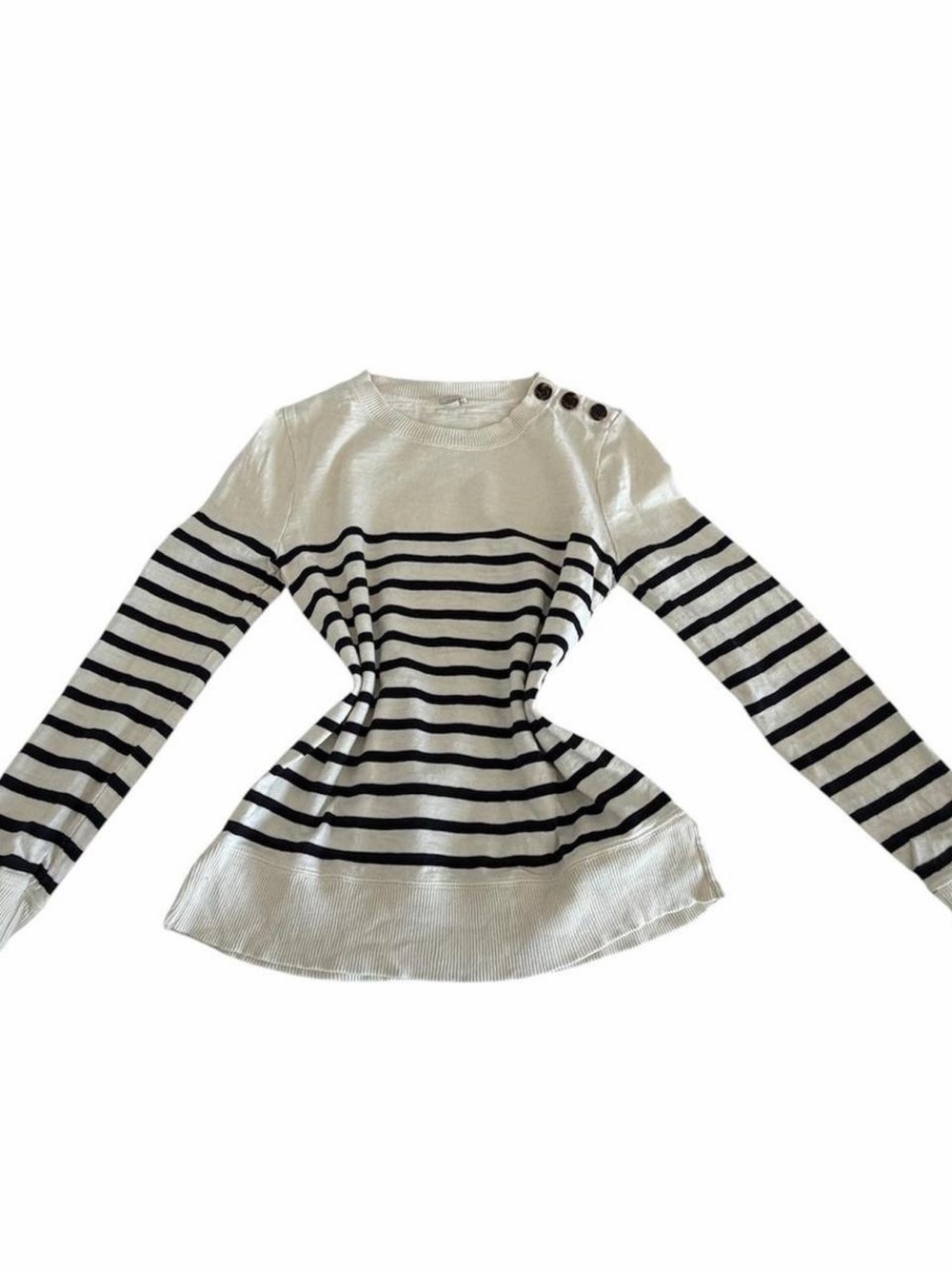 J.Crew Striped Button-Shoulder Sweater - Picture 3 of 8